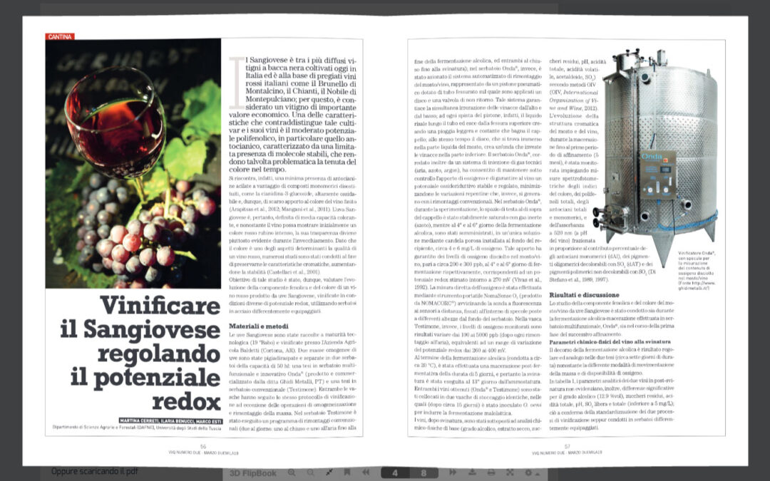 Vinifying Sangiovese by regulating the redox potential