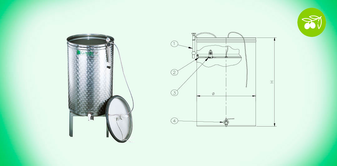 04. Depósito de fondo plano para sistema neumático de vino en acero inoxidable AISI 304