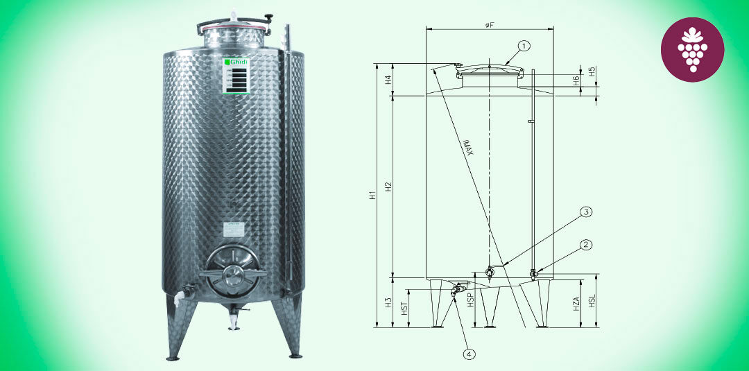 10. Depósito de fondo cónico sobre patas de almacenamiento Acero inoxidable AISI 304