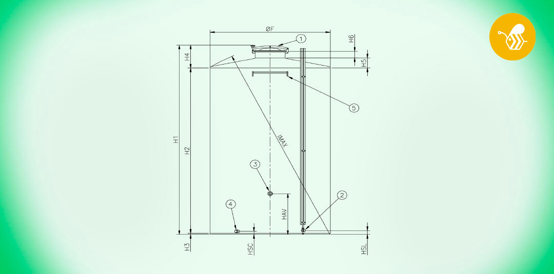 25. Serbatoio MIELE fondo piano da stoccaggio Acciaio INOX AISI 304