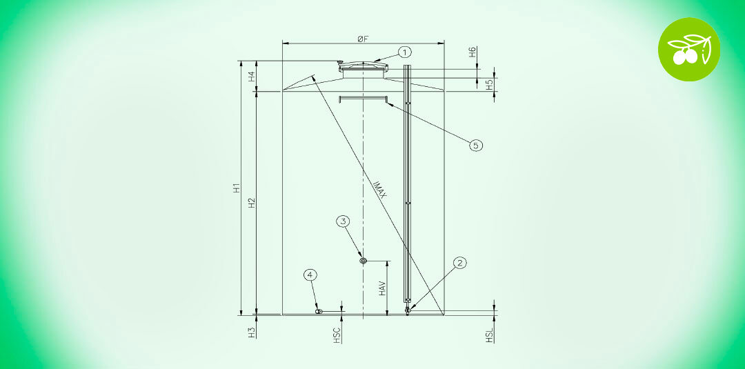 25. Serbatoio OLIO fondo piano da stoccaggio Acciaio INOX AISI 304
