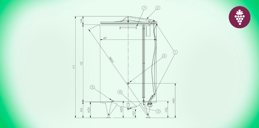 21. Depósito de fondo cónico sobre patas de sistema neumático Acero inoxidable AISI 304